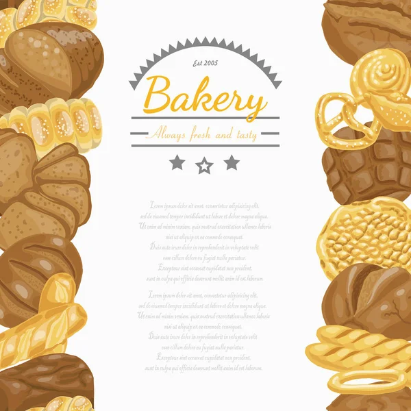 Vector background with various bakery products — Stock Vector