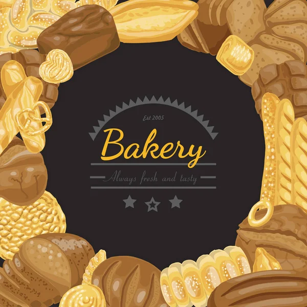 Fond vectoriel avec divers produits de boulangerie — Image vectorielle