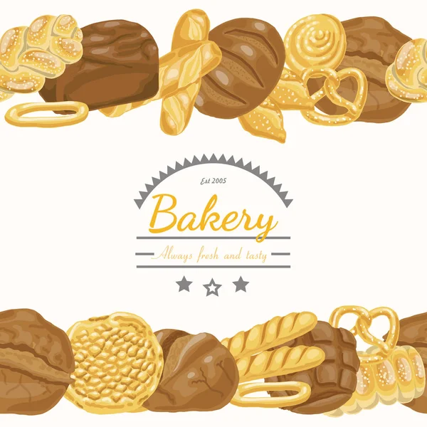 Fondo vectorial con varios productos de panadería — Vector de stock