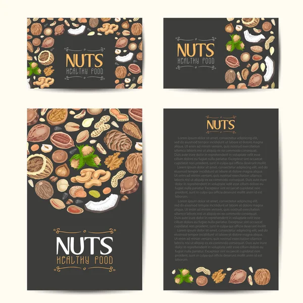 ナッツと種子のベクトル カードのセット — ストック写真