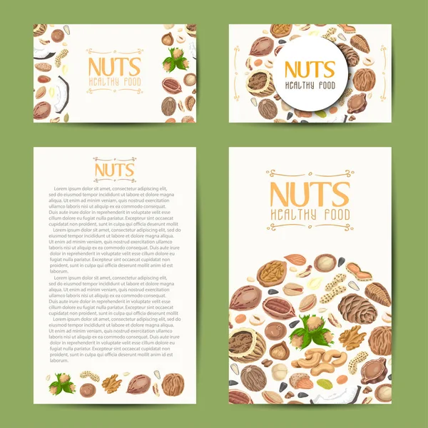 ナッツと種子のベクトル カードのセット — ストック写真