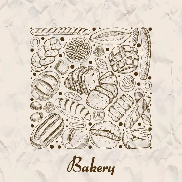 Carré isolé de produits de boulangerie — Image vectorielle
