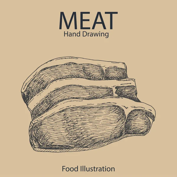 Vector achtergrond van hand getrokken vlees — Stockfoto