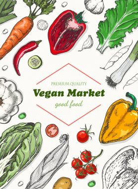 Farklı sebze ile dikey arka plan. Organik gıda