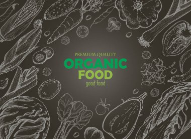 Farklı sebze ile yatay arka plan. Organik gıda