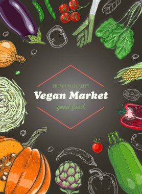 Farklı sebze ile dikey arka plan. Organik gıda