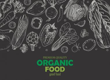 Farklı sebze ile yatay arka plan. Organik gıda