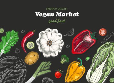 Farklı sebze ile yatay arka plan. Organik gıda