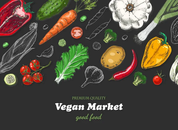 Farklı sebze ile yatay arka plan. Organik gıda