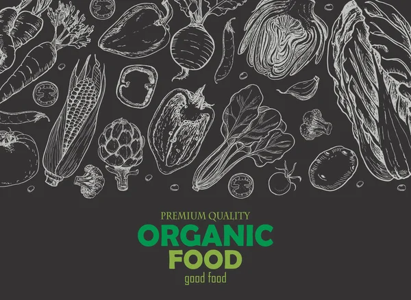 Farklı sebze ile yatay arka plan. Organik gıda