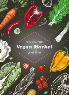 Farklı sebze ile dikey arka plan. Organik gıda