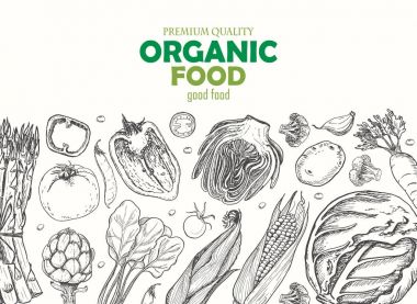 Farklı sebze ile yatay arka plan. Organik gıda