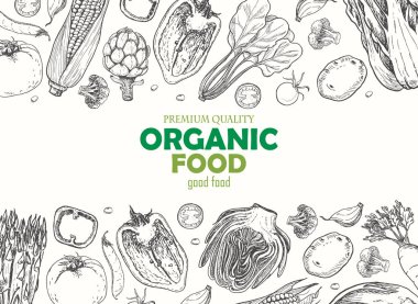 Farklı sebze ile yatay arka plan. Organik gıda