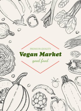 Farklı sebze ile dikey arka plan. Organik gıda