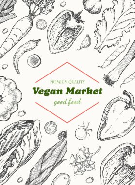 Farklı sebze ile dikey arka plan. Organik gıda