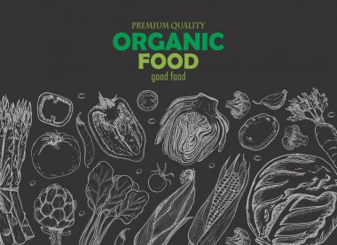 Farklı sebze ile yatay arka plan. Organik gıda