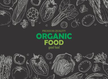 Farklı sebze ile yatay arka plan. Organik gıda