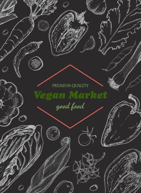 Farklı sebze ile dikey arka plan. Organik gıda