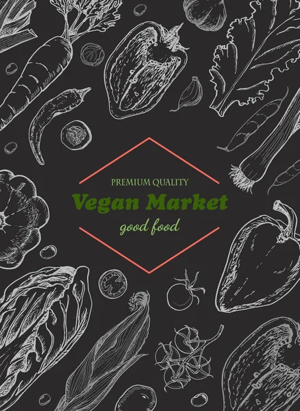 Farklı sebze ile dikey arka plan. Organik gıda