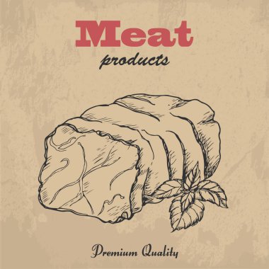 Pastırma ve fesleğen ile vektör arka plan