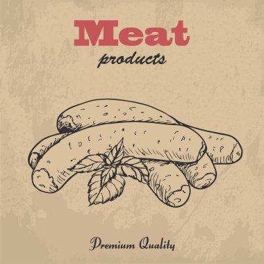 Sosis ve fesleğen vektör arka plan