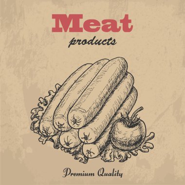 Vektör arka plan sosis domates ile