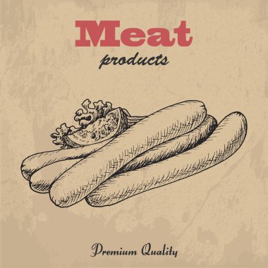 Vektör arka plan sosis domates ile