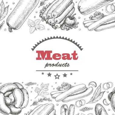 Et ürünleri ile yatay vektör arka plan