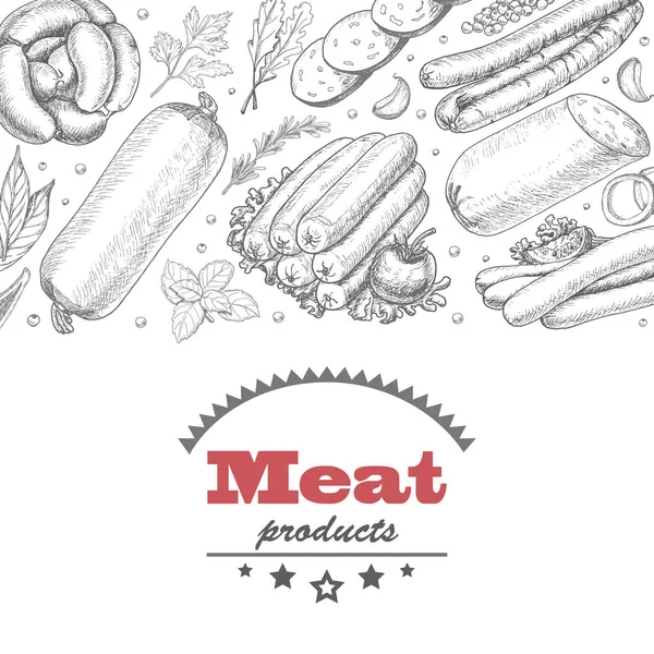 肉品的水平矢量背景 — 图库矢量图片