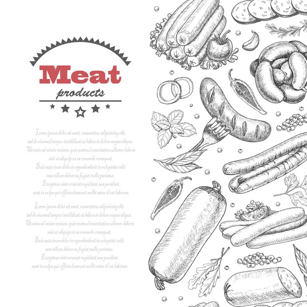 Függőleges folytonos vector háttér húsipari termékek — Stock Vector