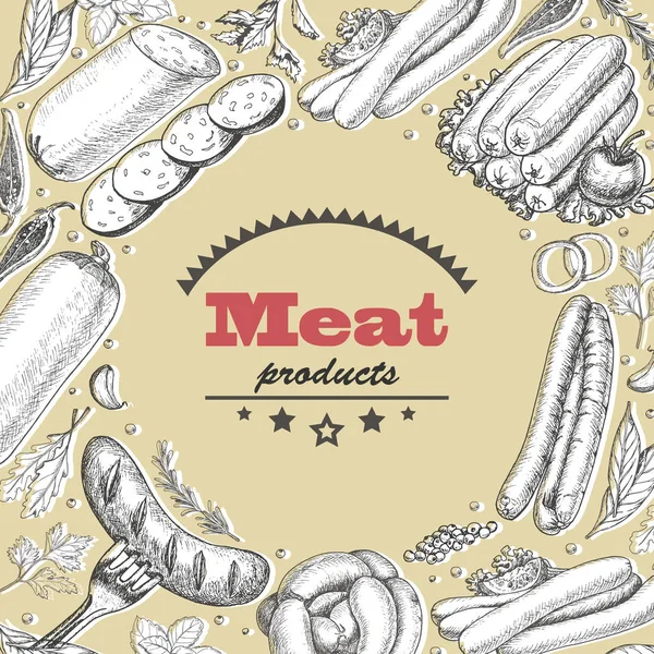 肉製品のベクトルの背景 — ストックベクタ
