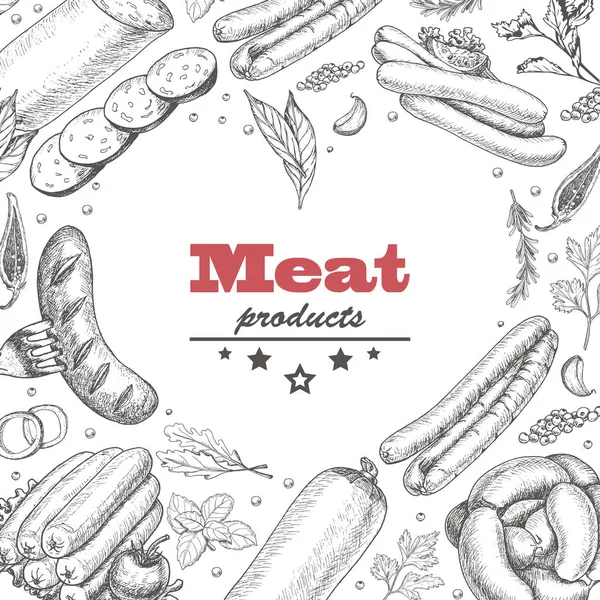 Векторный фон с мясопродуктами — стоковый вектор