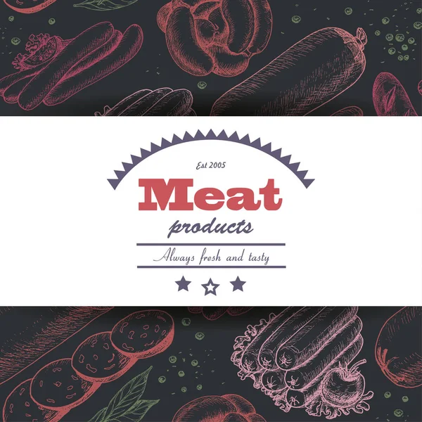 Fond vectoriel avec produits à base de viande — Image vectorielle