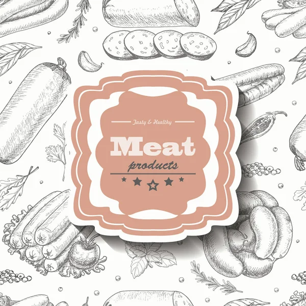 Векторный фон с мясопродуктами — стоковый вектор