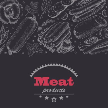 Et ürünleri ile yatay arka plan