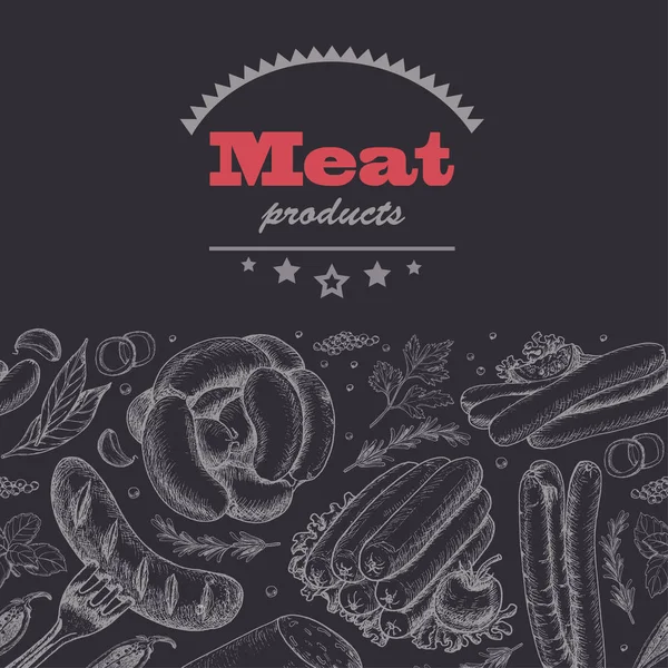 肉製品と水平のシームレス背景 — ストックベクタ