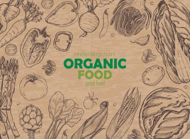 Farklı sebze ile yatay arka plan. Organik gıda