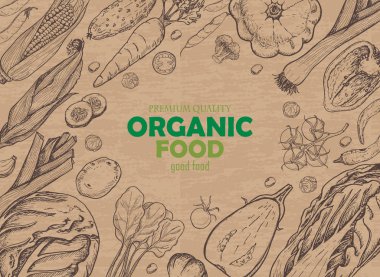 Farklı sebze ile yatay arka plan. Organik gıda