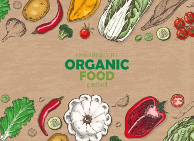 Farklı sebze ile yatay arka plan. Organik gıda