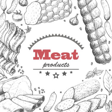 Et ürünleri ile vektör arka plan