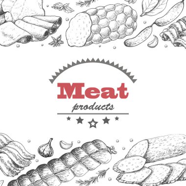 Et ürünleri ile vektör arka plan