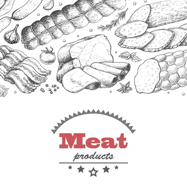 Tło z produktów mięsnych — Wektor stockowy