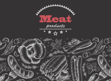 Et ürünleri ile yatay arka plan