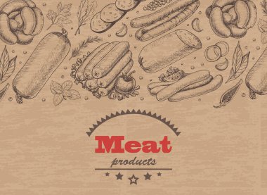 Et ürünleri ile yatay arka plan