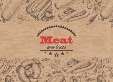 Et ürünleri ile yatay arka plan