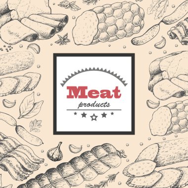 Et ürünleri ile vektör arka plan