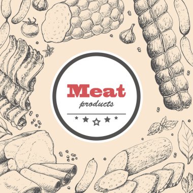 Et ürünleri ile vektör arka plan