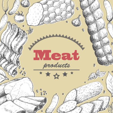 Et ürünleri ile vektör arka plan