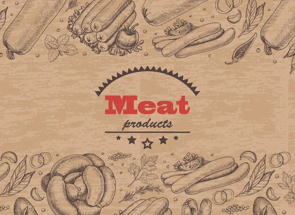 肉製品と水平の背景 — ストックベクタ