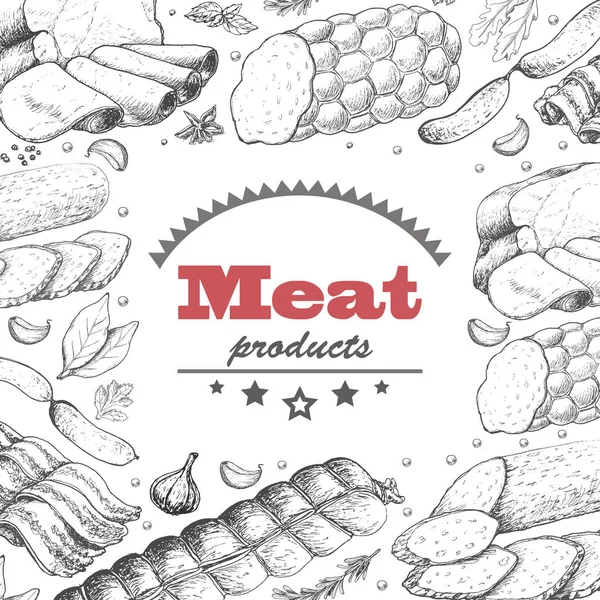 矢量背景与肉类产品 — 图库矢量图片